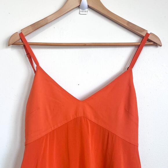 Alice + Olivia Y2K Silk Asymmetric Slip Dress Size 2 Orange Babydoll Tiered Fall - Picture 3 of 10